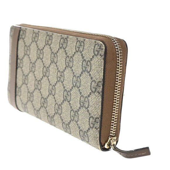 GUCCI Logo Niece GG Pattern Zip Around Long Wallet Supreme Leather Brown 69EF795 - Picture 4 of 16
